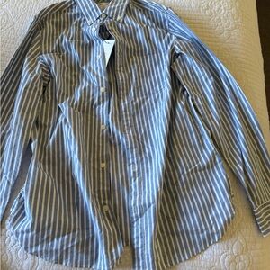 Calvin Klein Blue and White Striped Men's Shirt